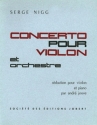 NIGG Serge Concerto pour violon violon et piano (rduction) Partition