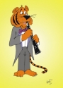 Tiger playing Clarinet  greeting card