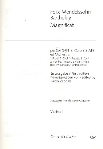 Magnificat fr Soli, Chor und Orchester Violine 1 Zappala, Pietro, Ed