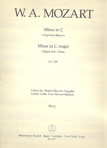 Messe C-Dur KV259 fr Soli, Chor und Orchester Cello / Ba