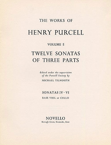 12 sonatas of 3 parts no.4-6 for Violine 2 The works of Henry Purcell vol.5 Special order edition