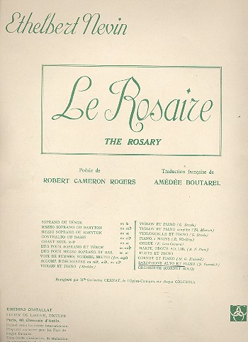 Le rosaire pour saxophone alto et piano the rosary