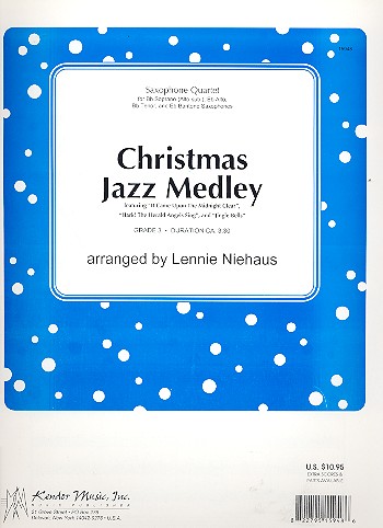 Christmas Jazz Medley for 4 saxophones (SATBar) score and parts