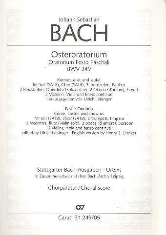 Osteroratorium BWV249 fr Soli, gem Chor und Orchester Chorpartitur