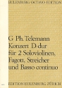 Konzert D-Dur TWV 53:D4 fr 2 Violinen, Fagott, Streicher und Bc Partitur