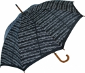 Umbrella large notes black wooden handle  Griff aus Holz