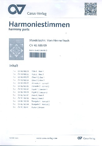 Vom Himmel hoch fr Soli (S Bar), gem Chor (SSATB) und Orchester Harmoniestimmen