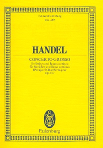 Concerto grosso in B Major op.6,7 for strings and basso continuo study score