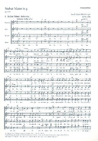 Stabat Mater g-Moll fr Chor, Streicher und Orgel Chorpartitur