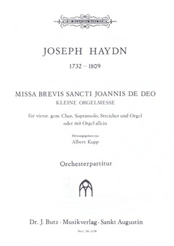 Missa brevis Sancti Joannis de Deo fr Sopran, gem Chor Streicher und Orgel Partitur