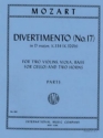 Divertimento D major no.17 KV334 for 2 violins, viola, bass (cello) and 2 horns