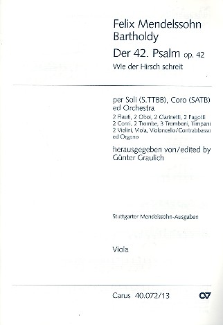 Wie der Hirsch schreit op.42 Psalm 42 fr Soli, gem Chor und Orchester Viola