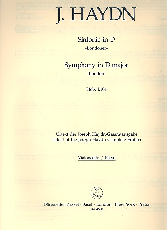 Sinfonie D-Dur Nr.104 Hob.I:104 fr Orchester Cello / Ba