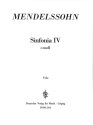 Sinfonia c-Moll Nr.4 (Jugendsinfonie Nr.4) fr Streichorchester Viola