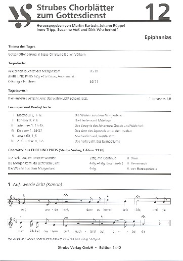 Strubes Chorbltter zum Gottesdienst Nr.12 Epiphanias