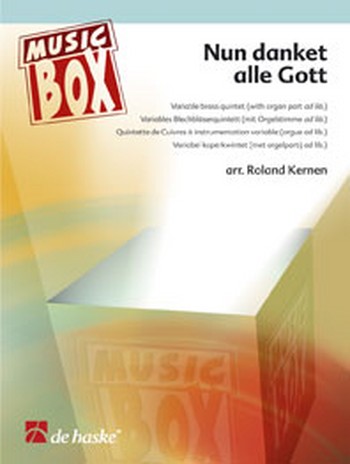 Nun danket alle Gott for variable brass quintet,  score and parts