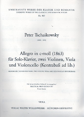 Allegro c-Moll fr Klavier, 2 Violinen, Viola und Violoncello (Kontraba ad lib.) Viola