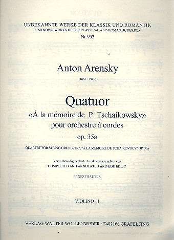 Quartett  la memoire de P. Tschaikowsky op.35a fr Streichorchester Violine 2