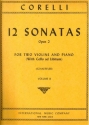 12 Sonatas op.2 Vol.2 (Nos.5-8) 2 Geigen und Klavier mit Violoncello ad lib Partitur und Stimmen