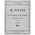 Pezel, Suite of 16 pieces vol.1 for 2 trumpets in C, 2 tenor trombones & bass trombone