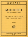 Quintet E flat major KV407 for horn and string quartet parts