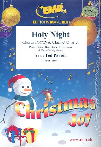 Holy Night for mixed chorus and 4 clarinets (rhythm group ad lib) score and parts (incl. 20 chorus scores)