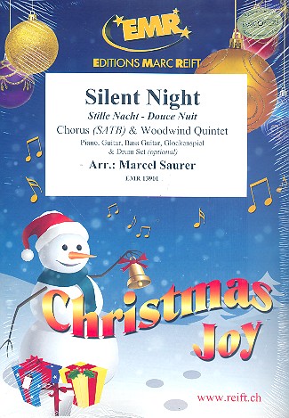 Silent Night for mixed chorus and 5 woodwind instruments (rhythm group ad lib) score and parts (incl. 20 chorus scores)