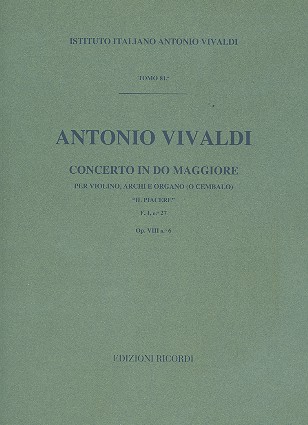 Concerto in do maggiore op.8,6 per violino, archi e organo (cembalo) partitura