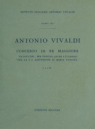 Concerto in re maggiore per violino, archi e 2 cembali partitura