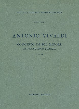 Concerto on sol minore RV328 per violino, archi e cambalo partitura