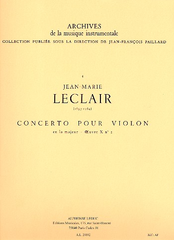 Concerto la majeur op.10 np.1  pour violon et orchestre partition