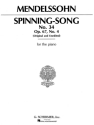 Felix Mendelssohn Bartholdy, Spinning Song Op. 67 No. 4 Klavier Buch