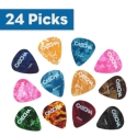 Guitar Pick Set - 24 hochwertige Plektren aus Celluloid (verschiedene Farben und Muster)