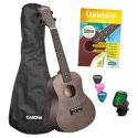 Concert Ukulele Linden Black Set (incl. Bag, 3 Picks, Book, Tuner)