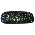 Glasses Case 'Music Notes' black/silver with matching lens cloth