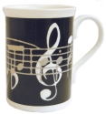 Black Music Notes Bone China Mug