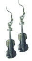 Pewter Earrings Violin